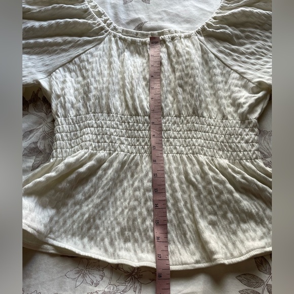 Madewell Gauzy Smocked Square Neck Crinkle Top Medium White Beach Summer Classic - Picture 5 of 5